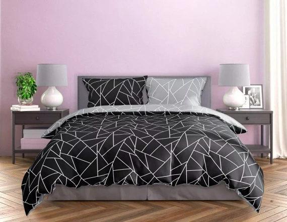 Milargo Verde 007 Спално бельо от геометричен сатен Faro черно