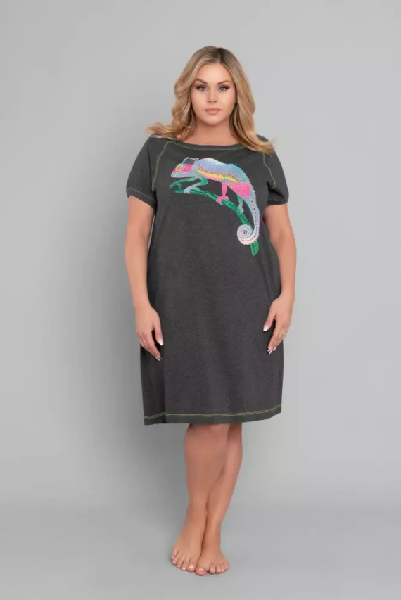 Volta нощница с къс ръкав Италианска мода - тъмен меланж/зелено