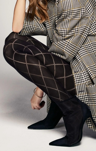 Чорапогащи Grandi Rombo 60 den Veneziana черни – геометричен модел, меки и еластични