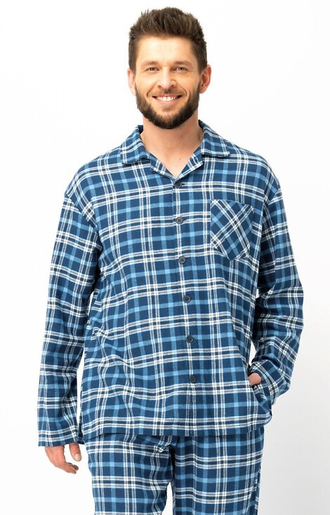 Мъжки пижамен комплект MNS 492 Key Jeans – карирана фланела, памук