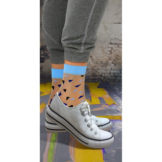 Дамски найлонови чорапи Sesto Senso, триъгълници, сини