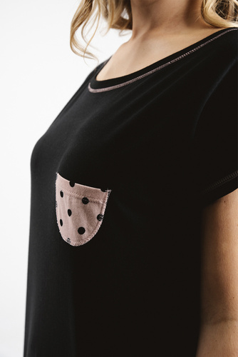 Buscato Дамска пижама с къс ръкав, къси панталони Италианска мода - принт/черно