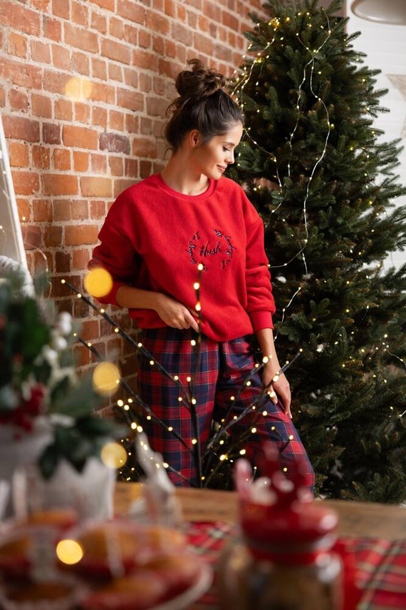 Дамска пижама Cordelia Sensis - тъмносиньо-червена