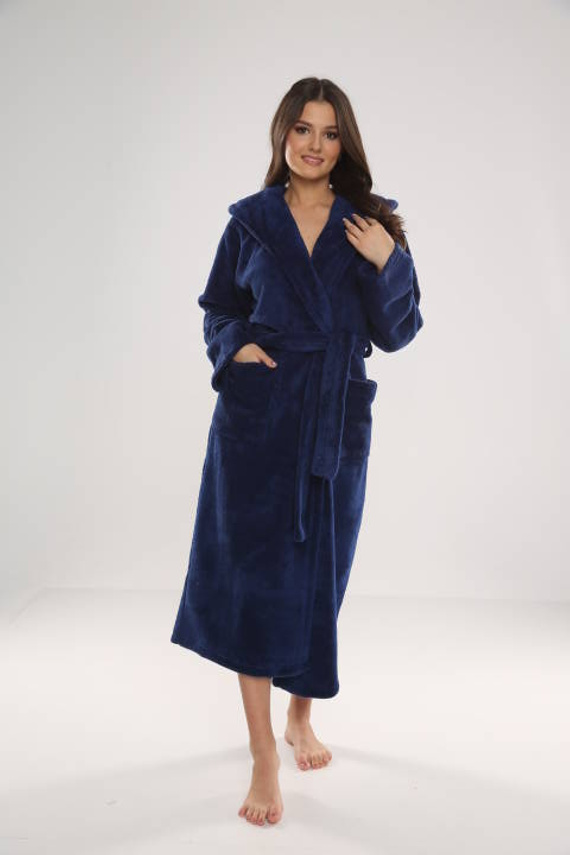 807 Дълъг дамски халат Luna II Forex - морско синьо
