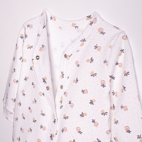 220032 Бебешки гащеризон Nicol 100% памук с дълъг ръкав и деликатен цветен принт