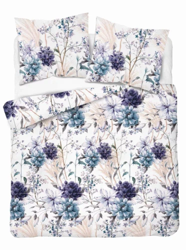 5222 Спално бельо от сатен с акварелни цветя в нюанси на лавандула Detexpol