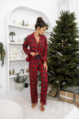 Дамска пижама Dayana Sensis - фланелена, дълга, карирана