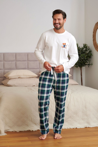 Мъжка пижама Doctor Nap 7514 Teddy 100% памук с дълъг ръкав и панталон
