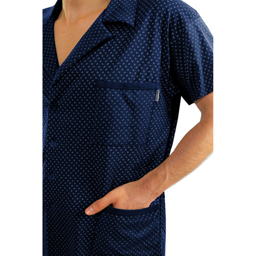 Мъжка пижама с цип с къс ръкав Sesto Senso - тъмносини котви