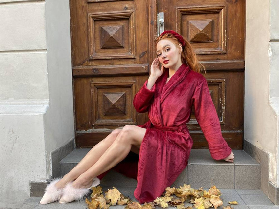 628 Abigail Дълъг дамски халат Forex - бордо