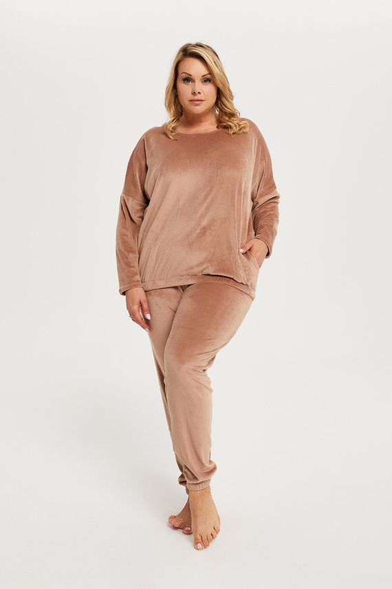 Дълъг комплект за жени. ръкав, дължина. панталон Italian Fashion - бежов