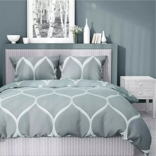 5221 A Геометрично сатенено спално бельо Detexpol сиво