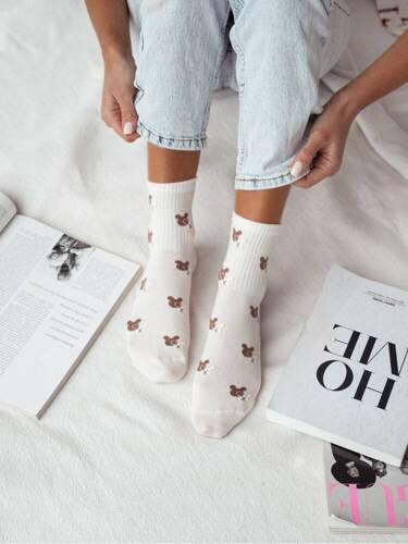 200-142 Teddy Bear Heads Дамски чорапи Милена - екрю