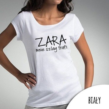 Bluzka damska  "ZARA mnie szlag trafi" Moocha biały