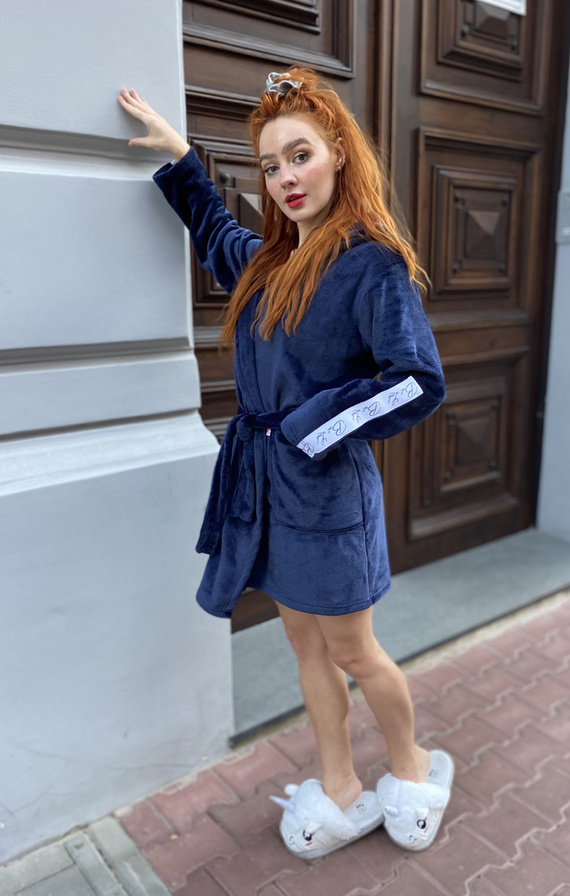 626 Abigail Дамски къс халат Forex - тъмносин