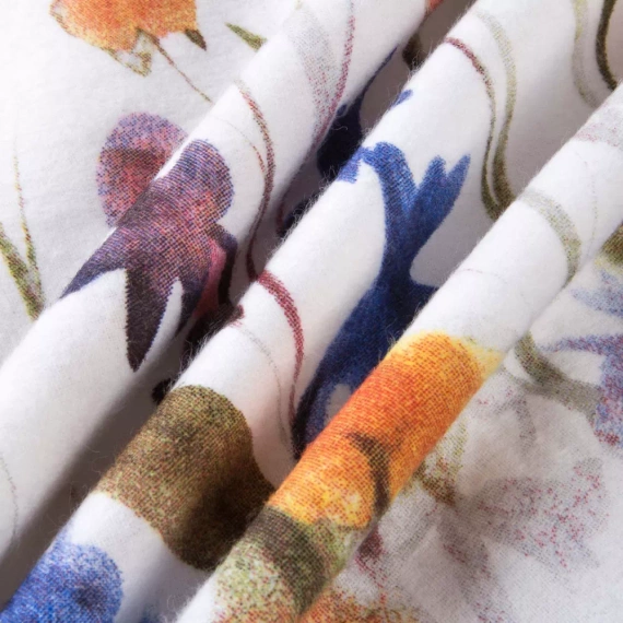 31512/1 Комплект спално бельо от фланел Flanellove Darymex бели цветни цветя - комплект, 100% памук, топъл и мек