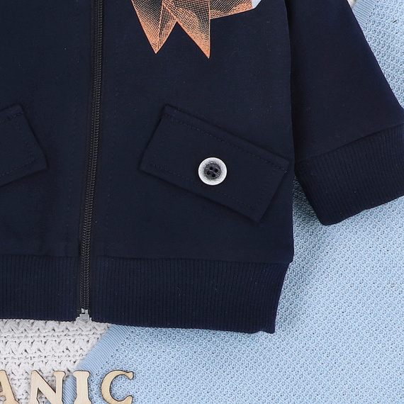 ABN-5395 Fun Origami Суичър с цип от органичен памук Nini тъмносин