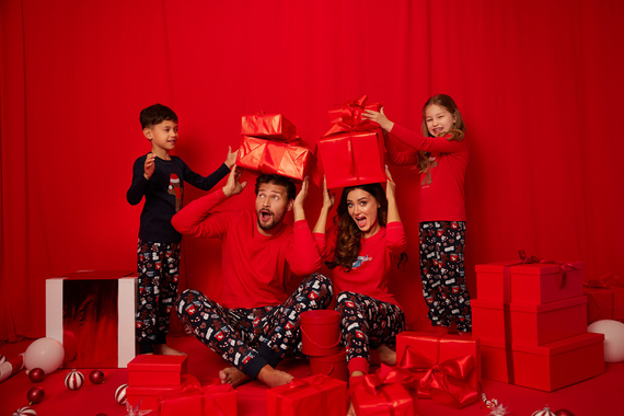 Makala Дамска пижама с дълъг ръкав и дълъг панталон Италианска мода - червено/принт 