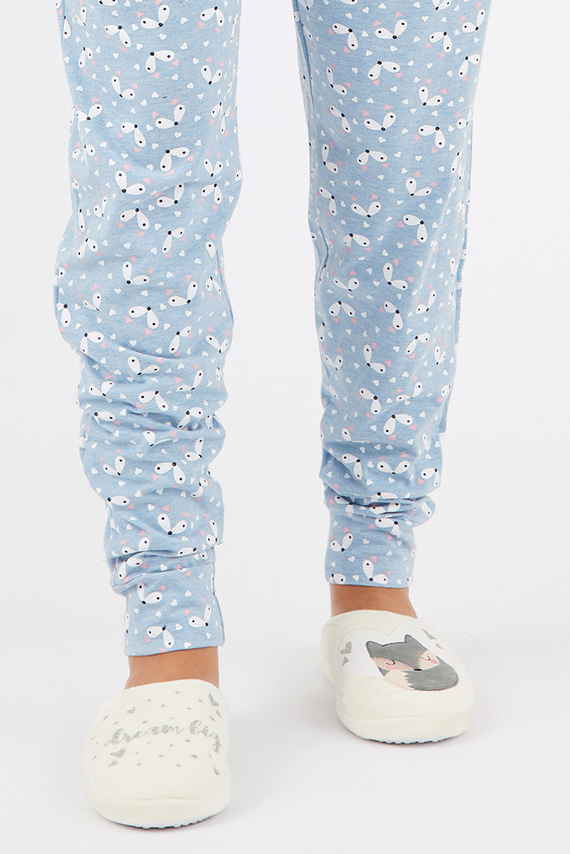 Fixy Sorbetto ecru – топли дамски чехли с неплъзгаща се подметка и щампа