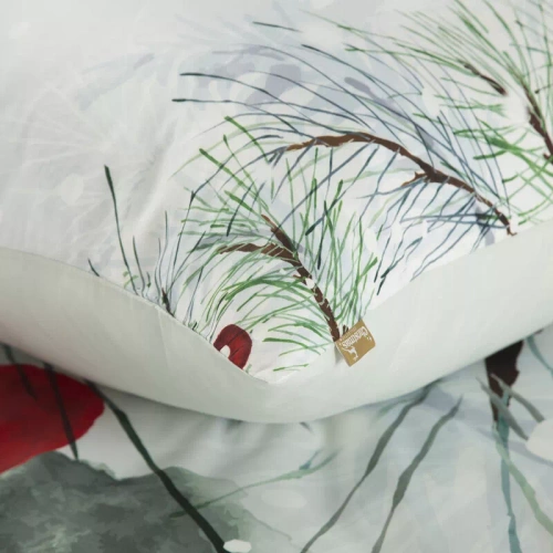 Коледно спално бельо Robin, елха с украса, европердета, сиво