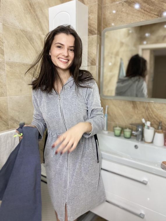 498 Macarena II Къс дамски халат Forex - светъл меланж