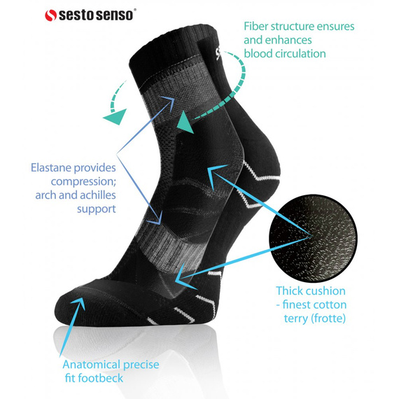 Чорапи Amz Универсални хавлиени спортни чорапи Sesto Senso черни