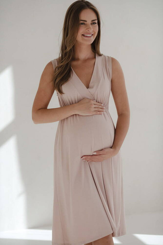 Нощница за бременни и кърмачки Star Light от бамбук Milk&Love, пудрово розово