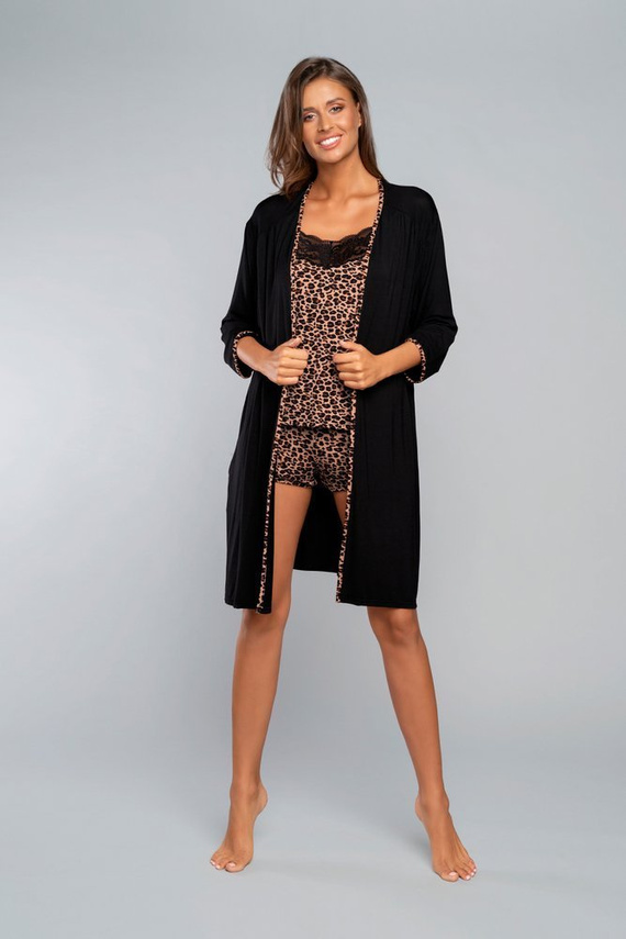 Eila Халат за баня Италианска мода 3/4 ръкав - леопардов принт
