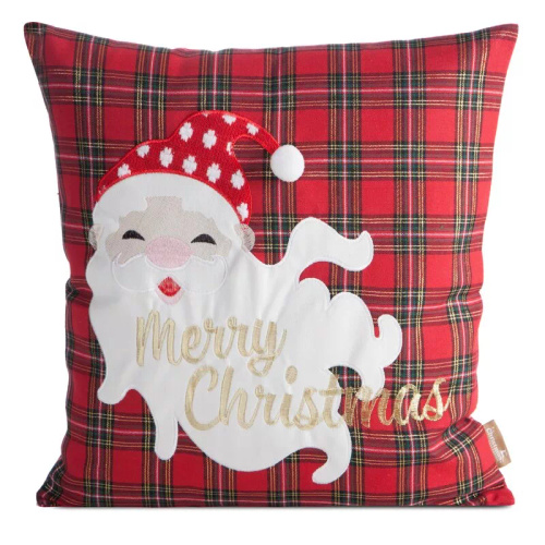 Глава 165 Коледна калъфка за възглавница Eurofirany – червен кариран мотив с Дядо Коледа и надпис