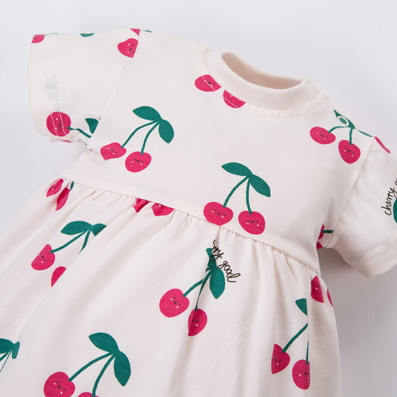 Детска рокля ecru с вишни Cherry Eevi – мека, комфортна, за пролетта и лятото