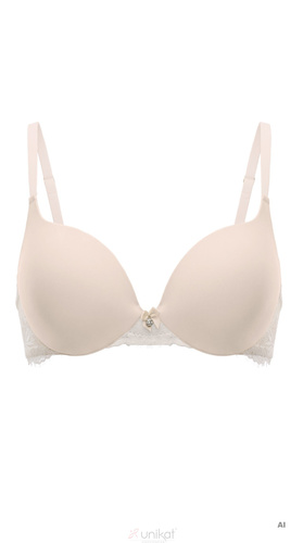 Unikat Zelia Push Up сутиен бежов гладък с дантела и банели