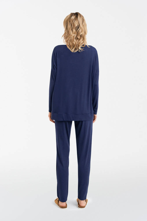 Akord Дамски комплект с дълъг ръкав и дълъг панталон Италианска мода - тъмносиньо