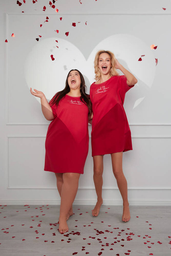 Нощница с къс ръкав Evora Италианска мода - червена