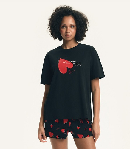 Дамска пижама Elain 44497 Henderson – 100% памук, шорти, сърца