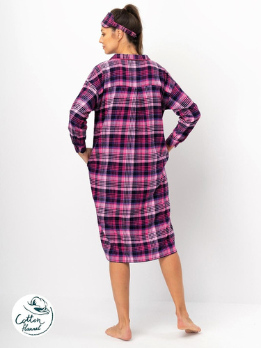 Дамска риза Key LND 490, фуксия - памучна фланела, дълги ръкави, копчета