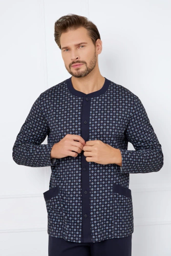 Rajmund Мъжка пижама с дълъг ръкав и дълъг панталон Италианска мода - принт/зелено