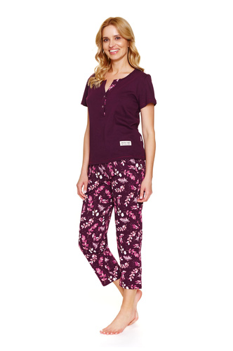 Doctor Nap 7267 – Дамска памучна пижама голям размер | Полско производство, 100% памук - бордо