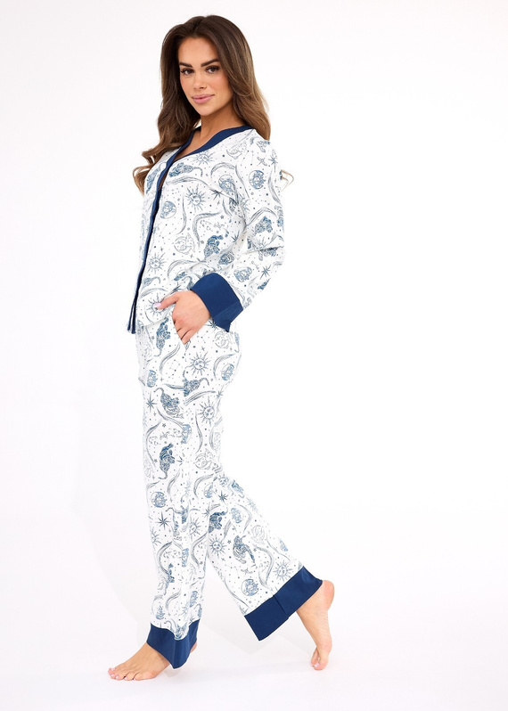 Дамска пижама 514/443 Amber CORNETTE – памук, дълъг ръкав, закопчана