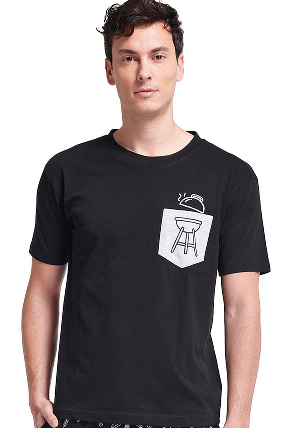 Gianna Мъжка пижама Sorbetto сива – къси ръкави, шорти, щампа, памук