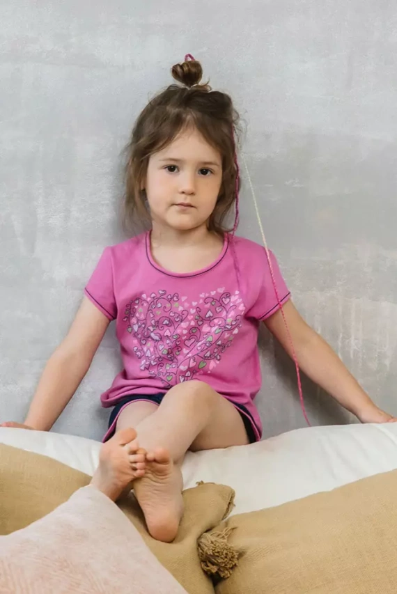 Ontega Пижама за момичета Италианска мода - амарант/тъмно синьо