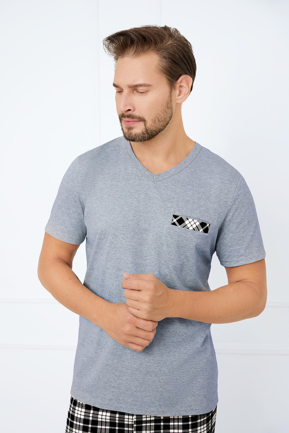 Klark Мъжка пижама с къс ръкав, къси панталони Италианска мода - меланж/принт 