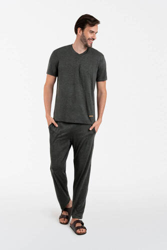 Akord Мъжка пижама с къс ръкав и дълъг панталон Италианска мода - c.меланж