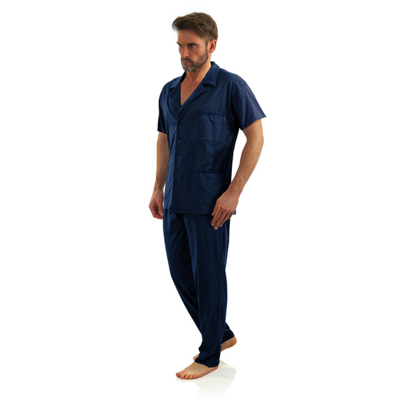 Мъжка пижама с цип с къс ръкав Sesto Senso - тъмносини котви