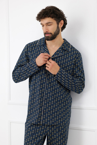 Мъжка пижама Italian Fashion Broken 100% памук, дълга, с копчета