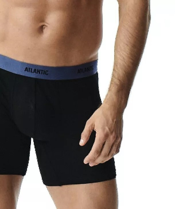 Мъжки боксерки Atlantic 3MH-0177 A3 3 броя, черен-дънков – памучни, с дълъг крачол