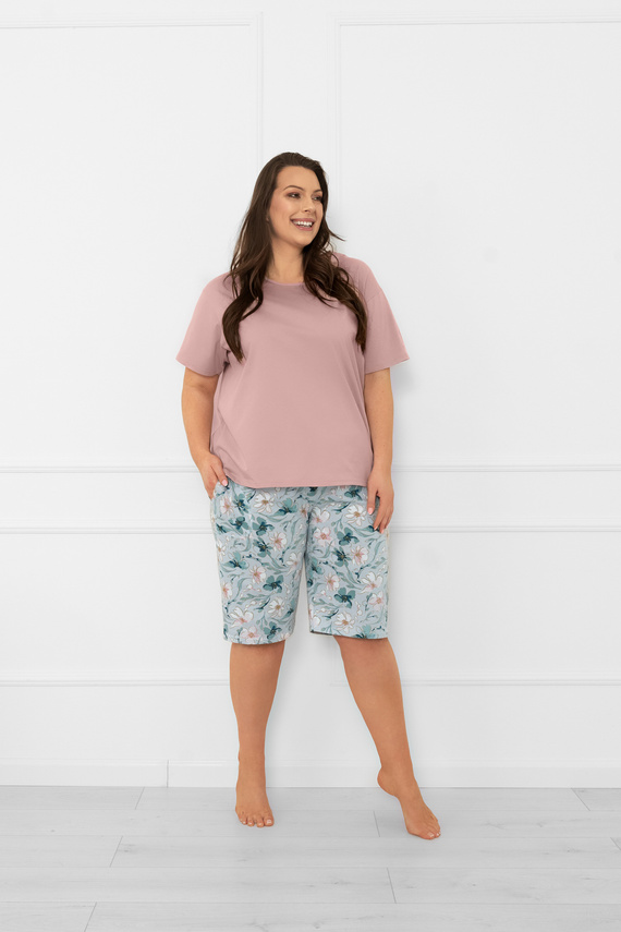 Дамска пижама Perlis - къс ръкав, къс панталон, памук Италианска мода