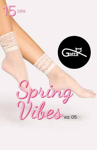 Spring Vibes wz.05 Skarpetki Damskie 15 den Gatta -off white-nero