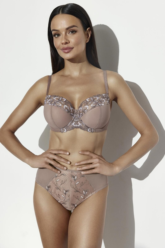 Ava 2273 Mocha Mousse Дамски класически бикини с бродерия и мрежа