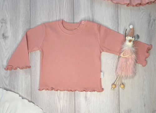 BI003 Блуза за момиче с дълъг ръкав Mamatti - светло розово