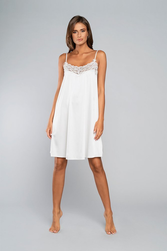 Докосване на нощницата с тясна презрамка, къса Italia Fashion - екрю